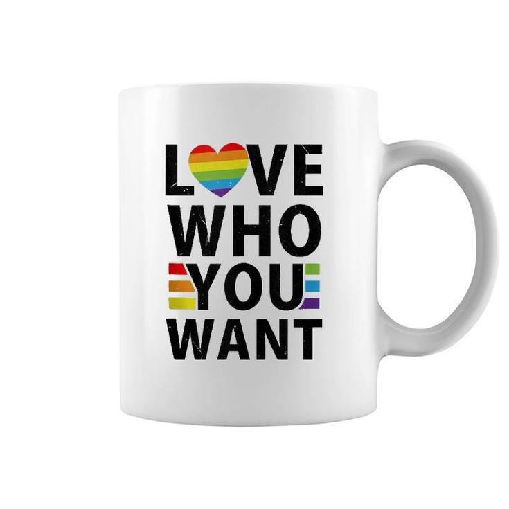 Love Who You Want Lgbt-Q Gay Pride Flag Proud Ally Rainbow  Coffee Mug