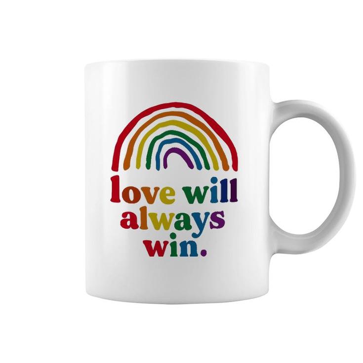 Love Will Always Win Pride Rainbow Kid Child Lgbt Quote Fun Coffee Mug