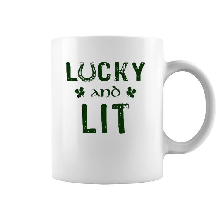 Lucky And Lit Funny St Patrick's Day Coffee Mug