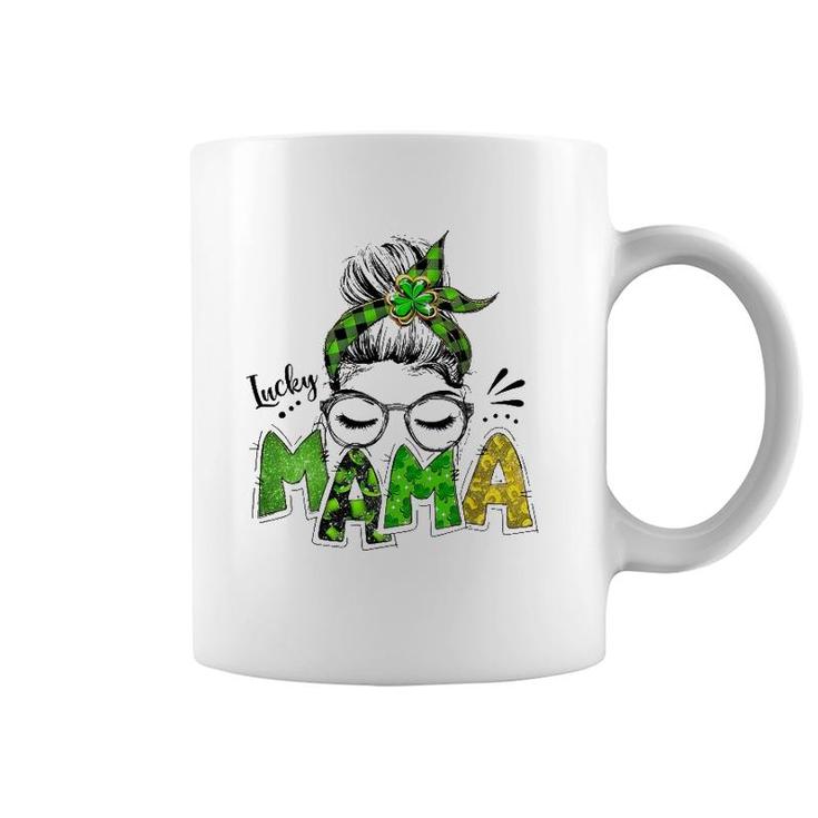 Lucky Mama Woman Face With Glasses Bandana St Patricks Day Coffee Mug