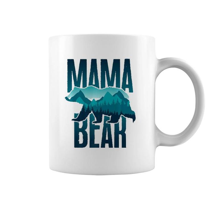 Mama Bear With Mountain And Forest Silhouette Coffee Mug