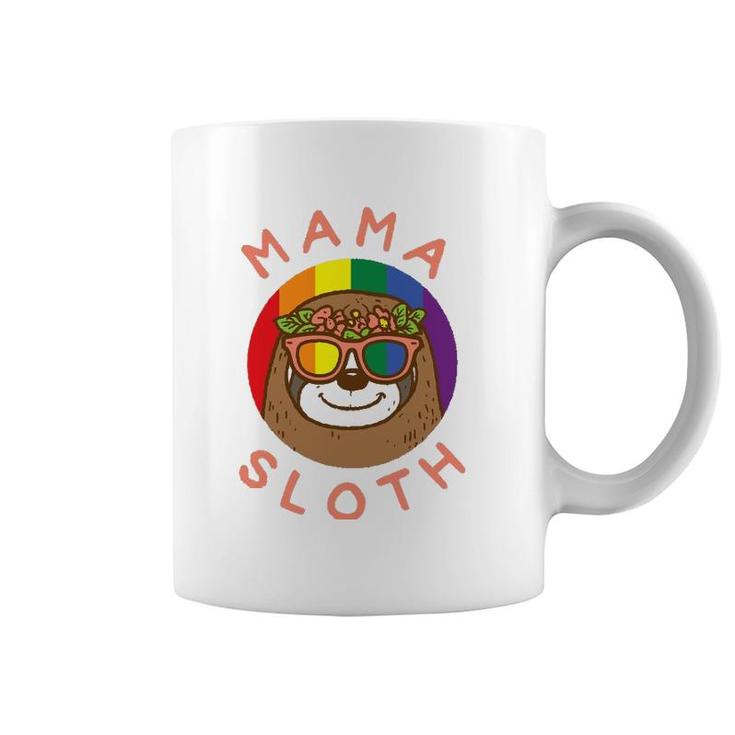 Mama Sloth Lgbtq Rainbow Flag Gay Pride Ally Gay Mom Women Coffee Mug
