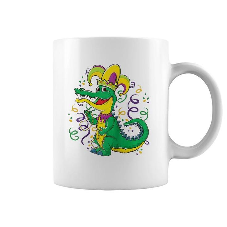 Mardi Gras Crocodile Funny Alligator Jester Hat  Coffee Mug