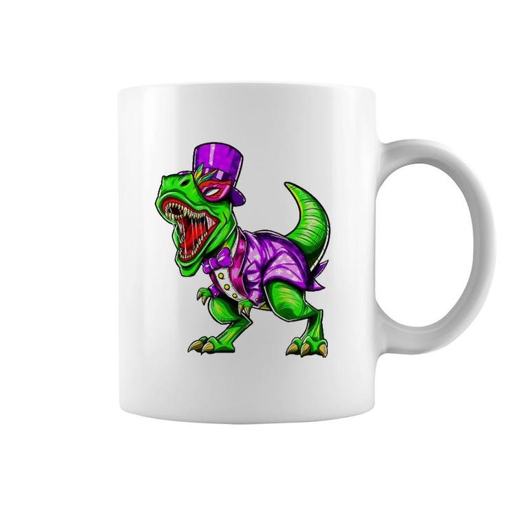 Mardi Gras Dinosaur Trex Dinorex Coffee Mug