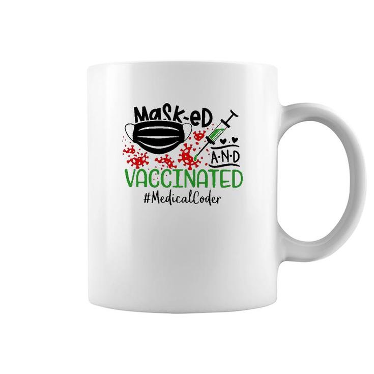 Masked And Vaccinated Medical Coder Coffee Mug