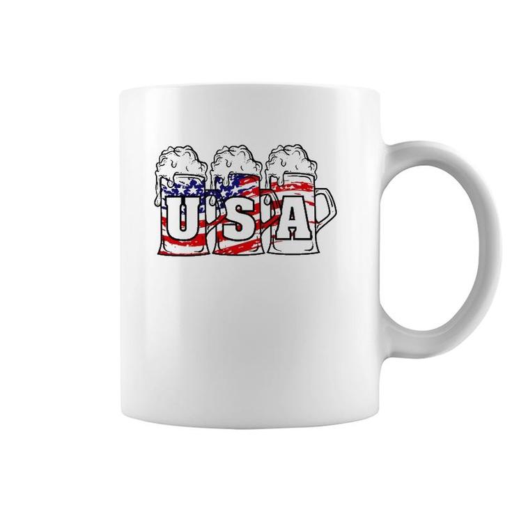 Mens 4Th Of July  Usa Beer American Flag Women Merica Coffee Mug