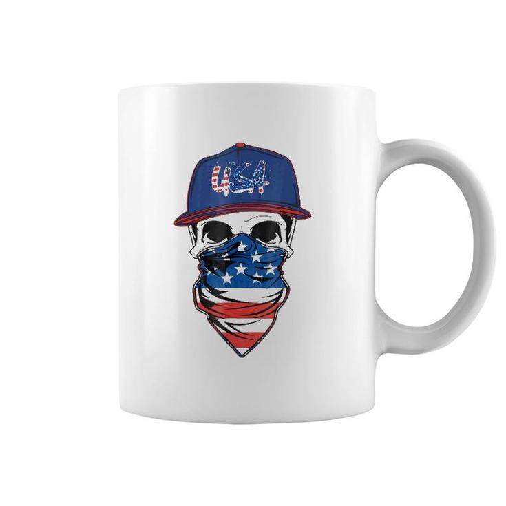 Men's American Flag Skull Usa Military Coffee Mug