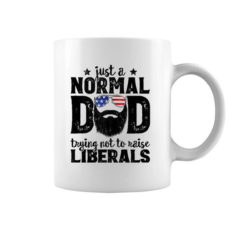 Mens Bearded Dad Just A Normal Dad Trying Not To Raise Liberals  Coffee Mug