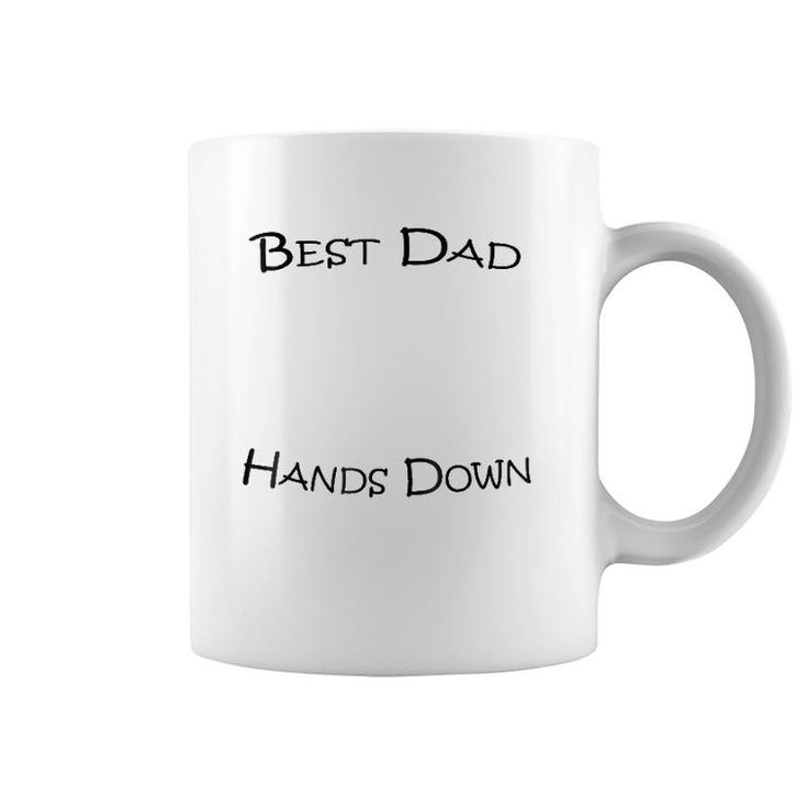 Mens Best Dad Hands Down Kids Craft Hand Print Fathers Day Coffee Mug