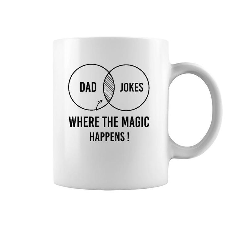 Mens Dad Jokes Where The Magic Happens ,Funny Father's Day Coffee Mug