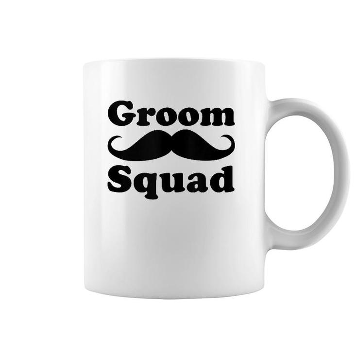 Mens Funny Groom Squad Mustache Bachelor Party Groomsman Gift  Coffee Mug