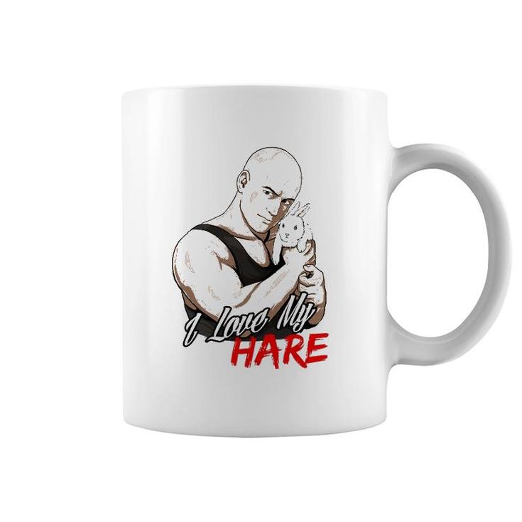 Mens I Love My Hare Bald Guy Tough Guy Coffee Mug