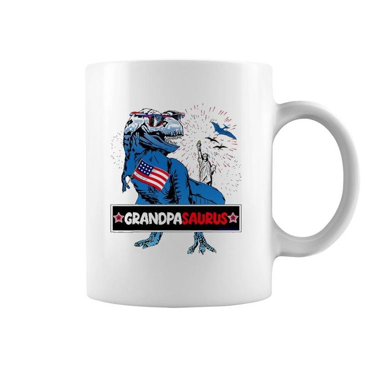Mens Matching Family 4Th Of July Patriotic Grandpasaurusrex Coffee Mug