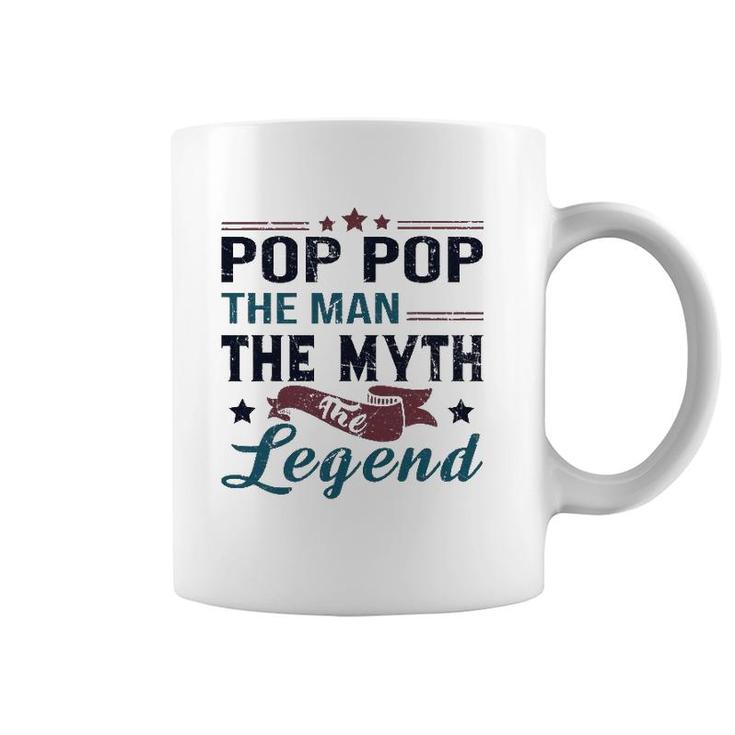 Mens Pop Pop The Man The Myth The Legend Retro Vintage Dad's Gift Coffee Mug