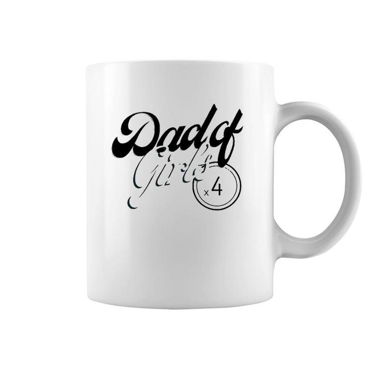 Mens Retro Design Dad Of 4 Girls Coffee Mug