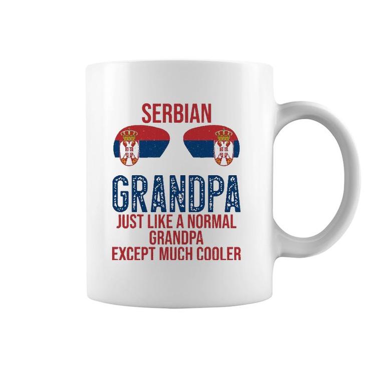 Mens Serbian Grandpa Serbia Flag Sunglasses Father's Day Coffee Mug