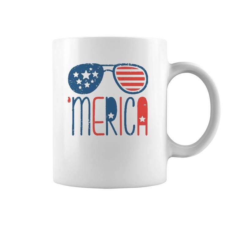 Merica American Flag Aviators Toddler4th July Usa Flag Sunglass Coffee Mug