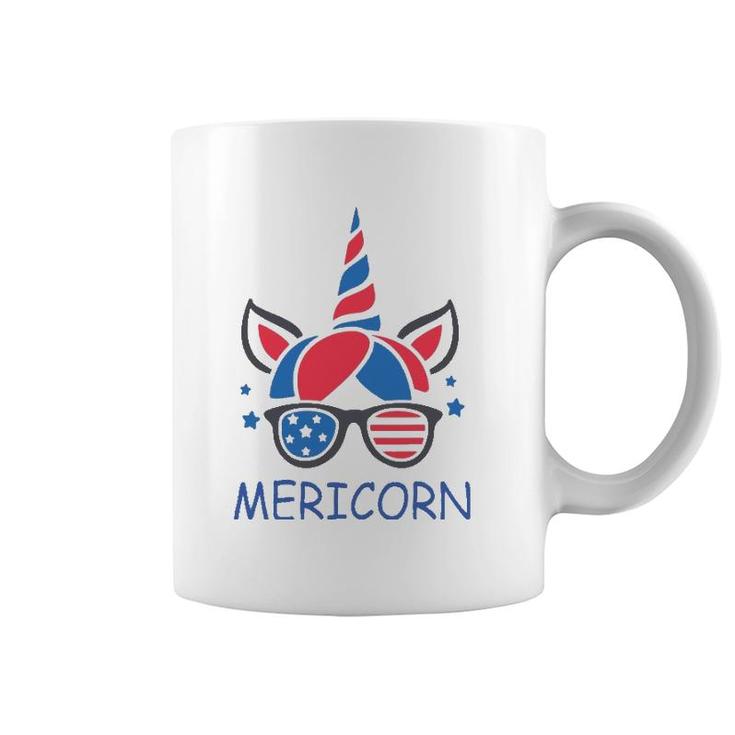 Mericorn 4Th Of July Unicorn Usa American Flag Teen Girls Coffee Mug