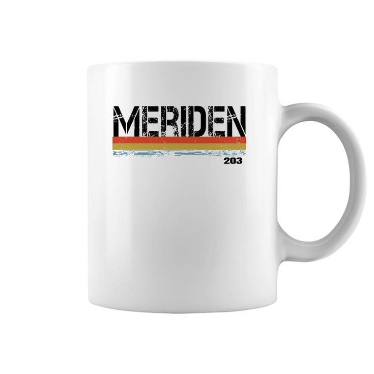 Meridan Conn Area Code 203 Vintage Stripes Gift & Sovenir Coffee Mug