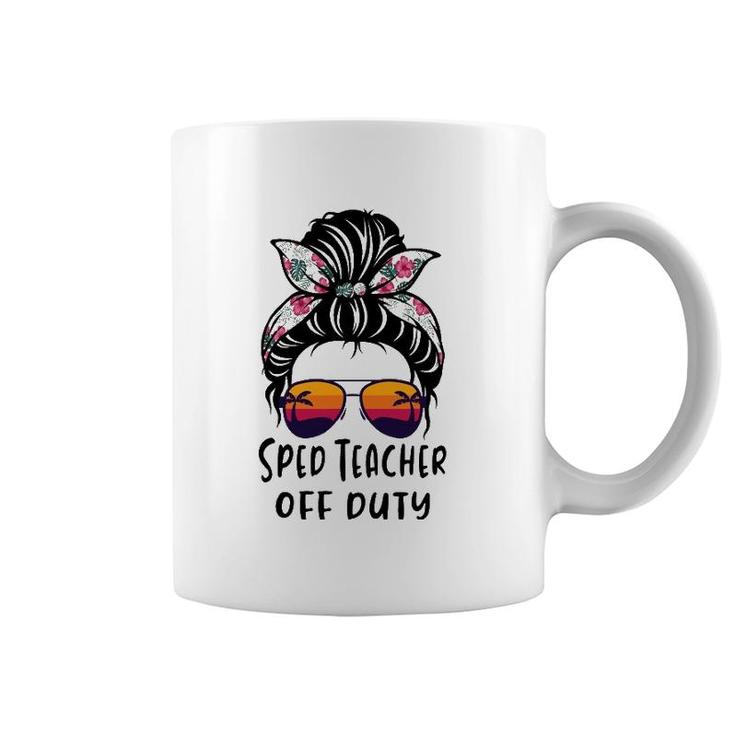 Messy Bun Hair Sped Teacher Off Duty Sunglasses Beach Sunset Coffee Mug