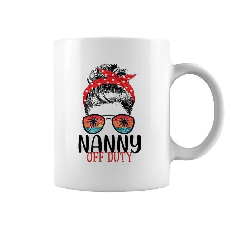 Messy Bun Nanny Off Duty Sunglasses Beach Sunset Coffee Mug