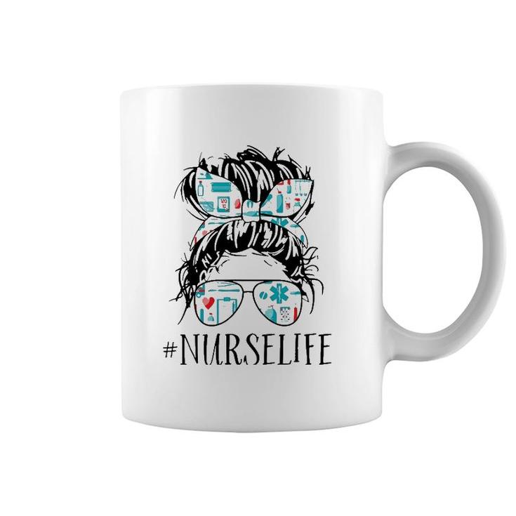Messy Hair Woman Bun Nurse Life Healthcare Life Coffee Mug