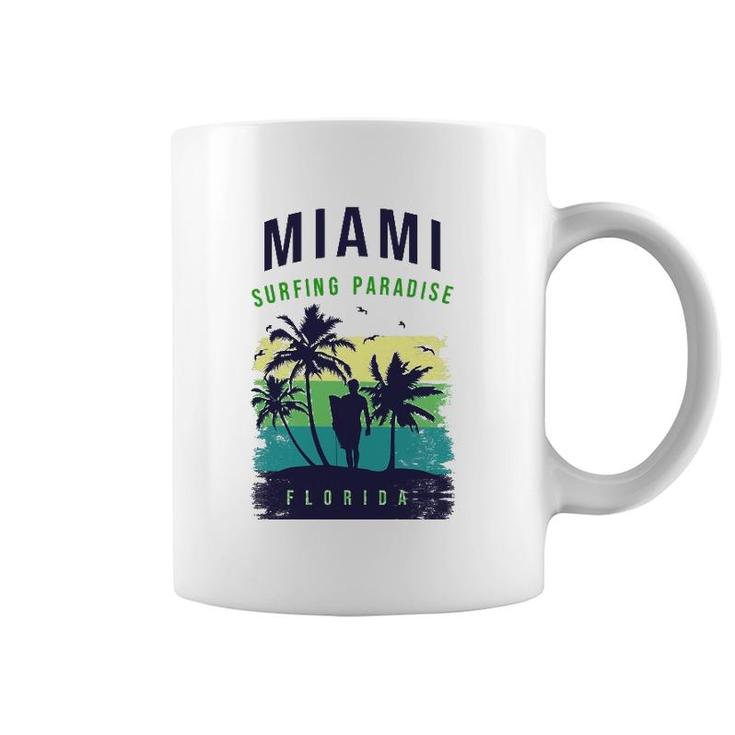 Miami Paradise Beach Cool Miami Florida Surfing Coffee Mug