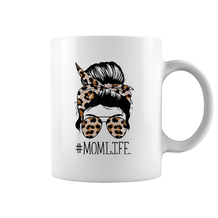 Mom Life Leopard Cheetah Messy Bun Mother's Day Coffee Mug