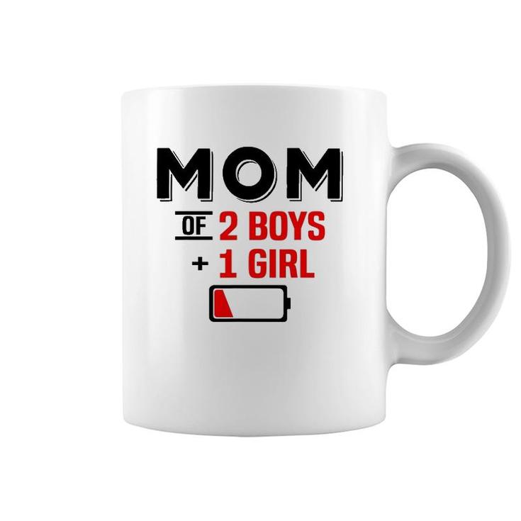 Mom Of 2 Boys 1 Girl  Son Mothers Day Birthday Coffee Mug