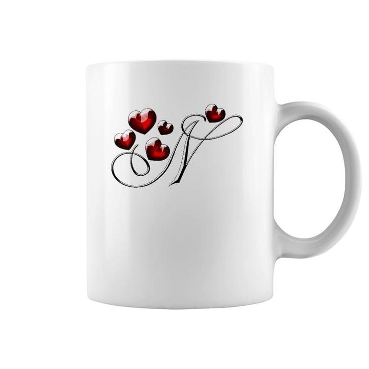 Monogram Initial Letter N Love Heart  Coffee Mug