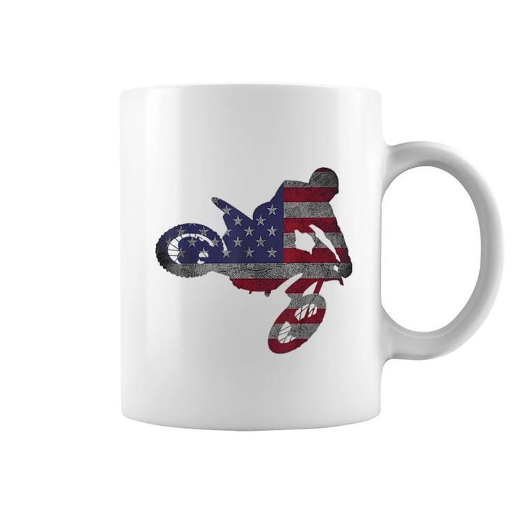 Motocross Bike American Flag Coffee Mug