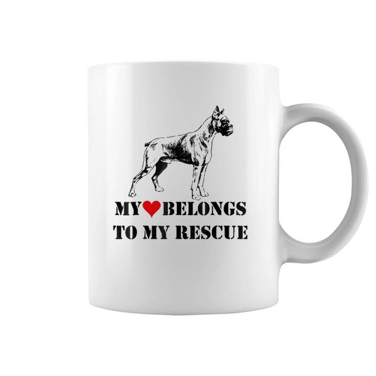 My Heart Belongs To My Rescue Boxer Puppy Paw Dog Pet Family Coffee Mug