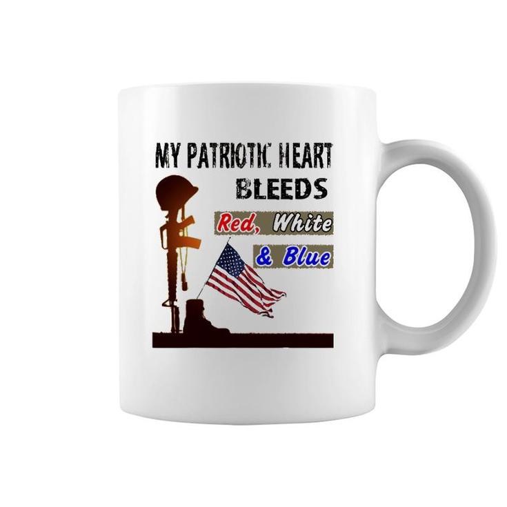 My Patriotic Heart Bleeds Red, White & Blue - Veteran Coffee Mug