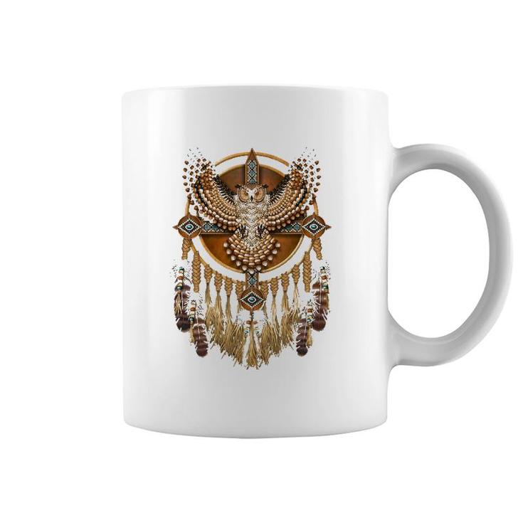Native American Beadwork Owl Mandala Gift For Women Men Coffee Mug
