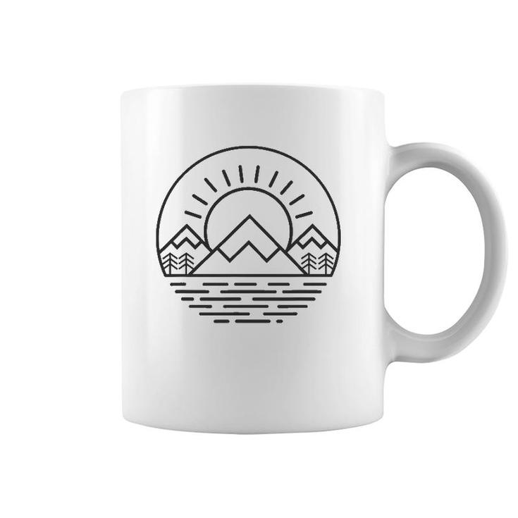 Nature  Minimalist Mountainscamping Hiking Tee Coffee Mug