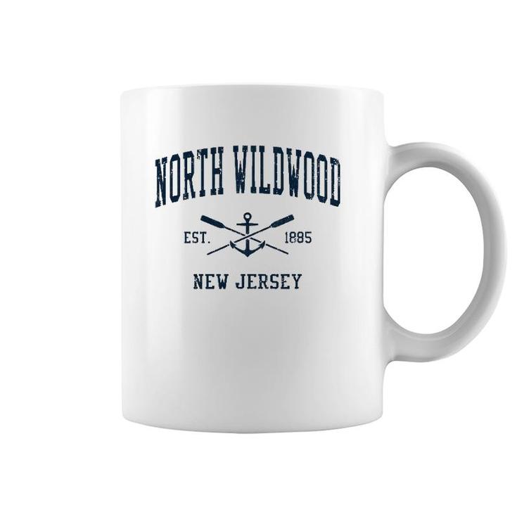 North Wildwood Nj Vintage Navy Crossed Oars & Boat Anchor Coffee Mug