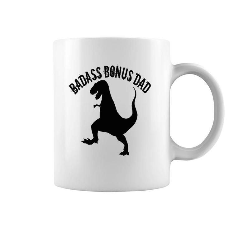 One Badass Bonus Step Dad Dinosaur Birthday Gift Coffee Mug