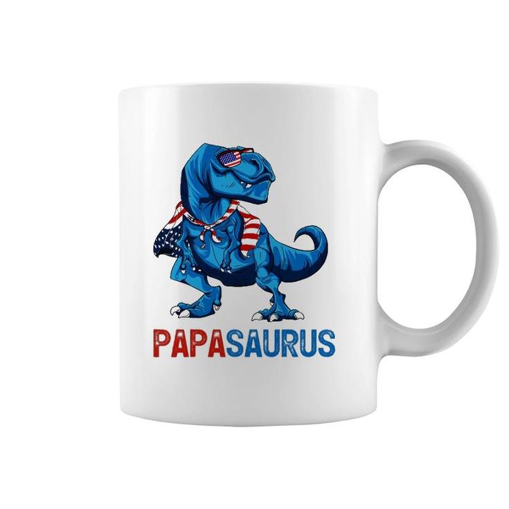 Papasaurusrex Dinosaur Papa Saurus 4Th Of July Men Daddy Coffee Mug