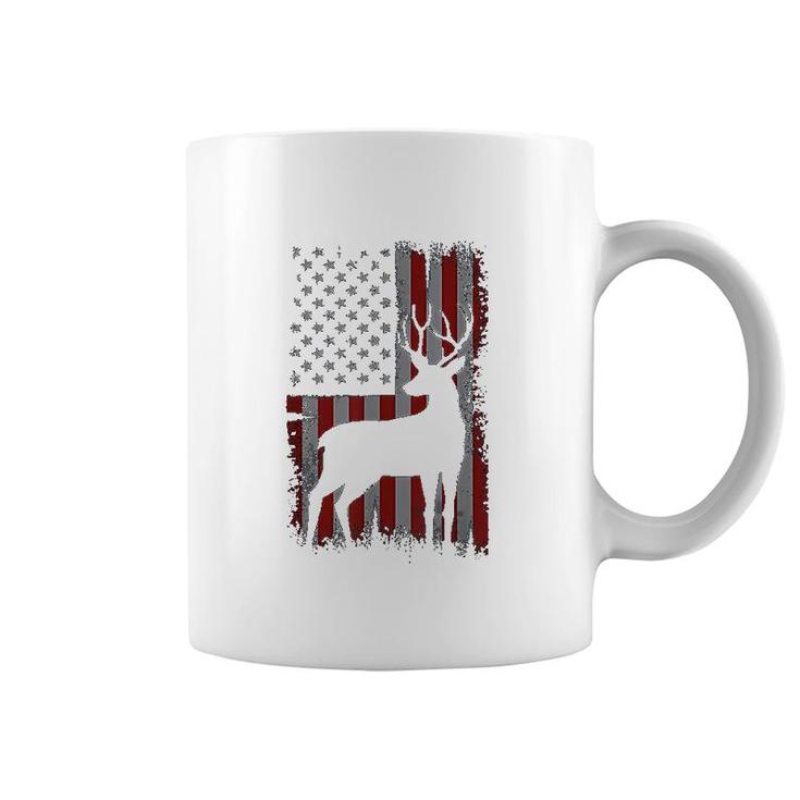 Patriotic American Flag Deer Hunter Gift Coffee Mug