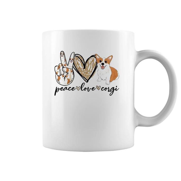 Peace Love Corgi Funny Dog Mom Mother's Day Gift Corgi Lover Raglan Baseball Tee Coffee Mug