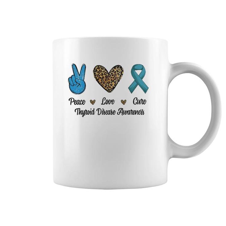 Peace Love Cure Thyroid Disease Awareness Survivor Leopard Coffee Mug