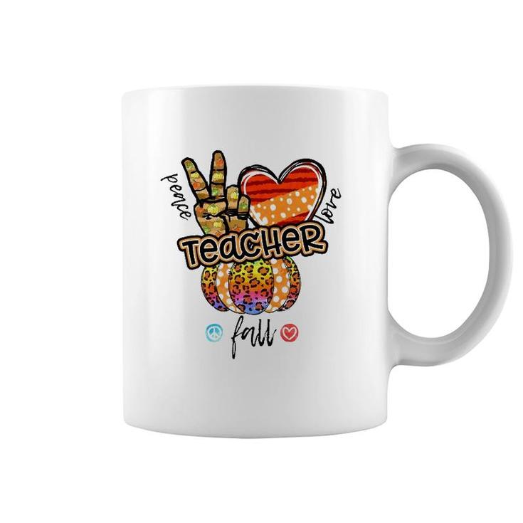 Peace Love Fall Thanksgiving Teacher Funny Teacher Appreciation Coffee Mug