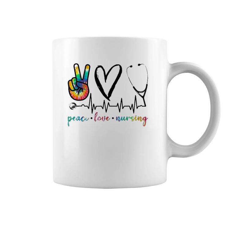 Peace Love Nurse Tie Dye Coffee Mug