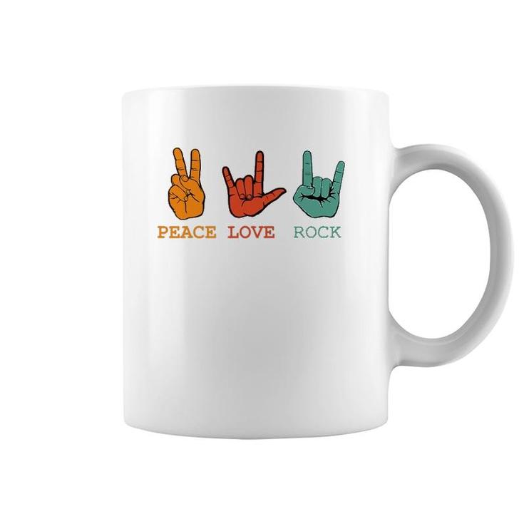 Peace Love Rock And Roll Retro Vintage Peace Loving Musician Coffee Mug