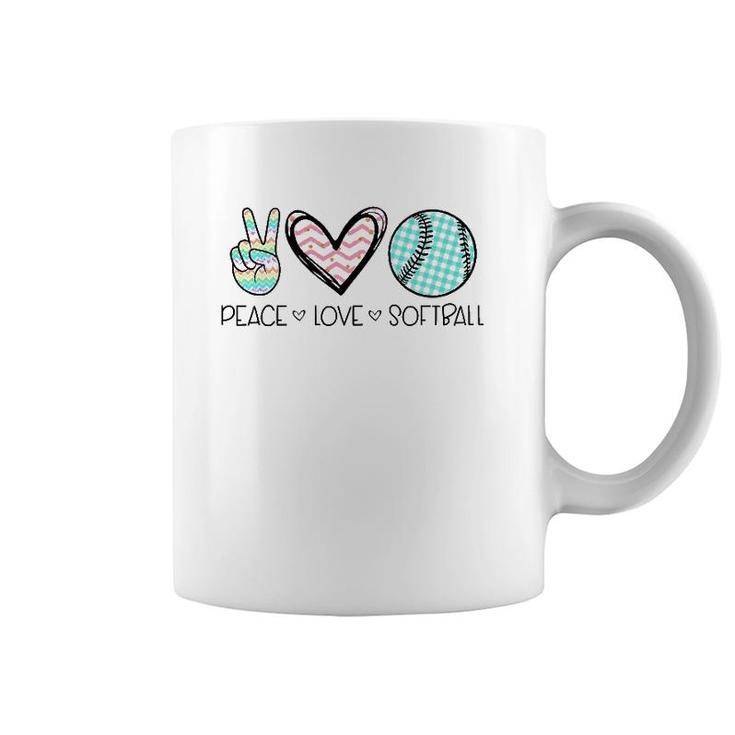 Peace Love Softball Cute Design For Women Teen Girls Coffee Mug