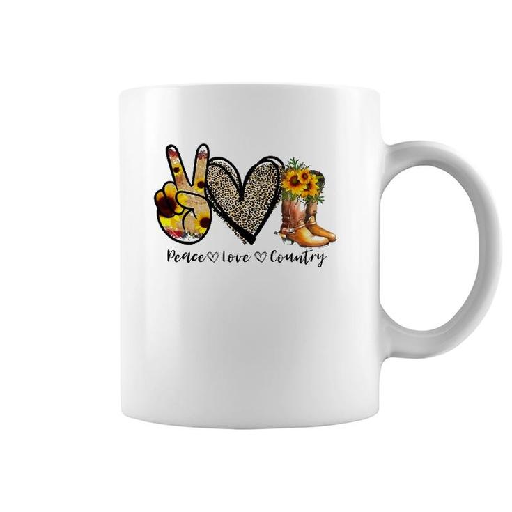 Peace Sunflower Peace Love Country Cowgirl Midwest Girl Boot Coffee Mug