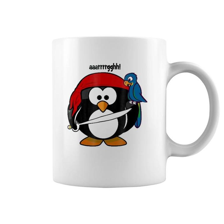 Penguin Pirate With A Parrot - Kids Or Adults Coffee Mug