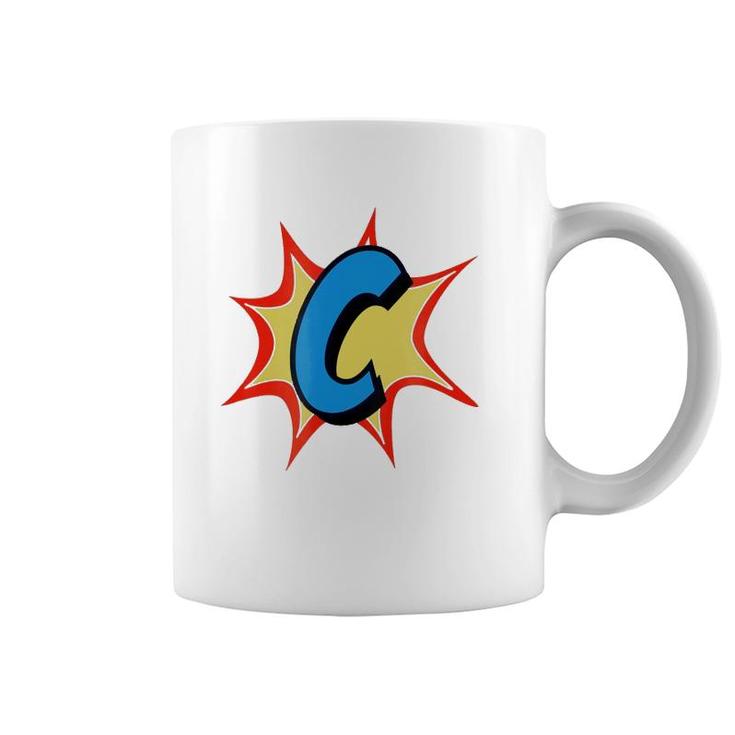 Personalized Comic Book, Letter Initial C, Cartoon Coffee Mug