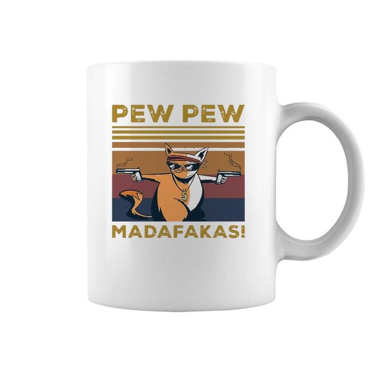 Pew Pew Madafakas Funny Cat Lover Gift Vintage Retro Pullover Coffee Mug
