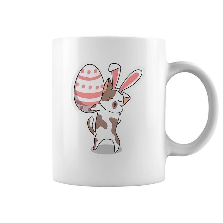 Pink Bunny Cat With Giant Egg Cute Cat Easter Eggs Coffee Mug